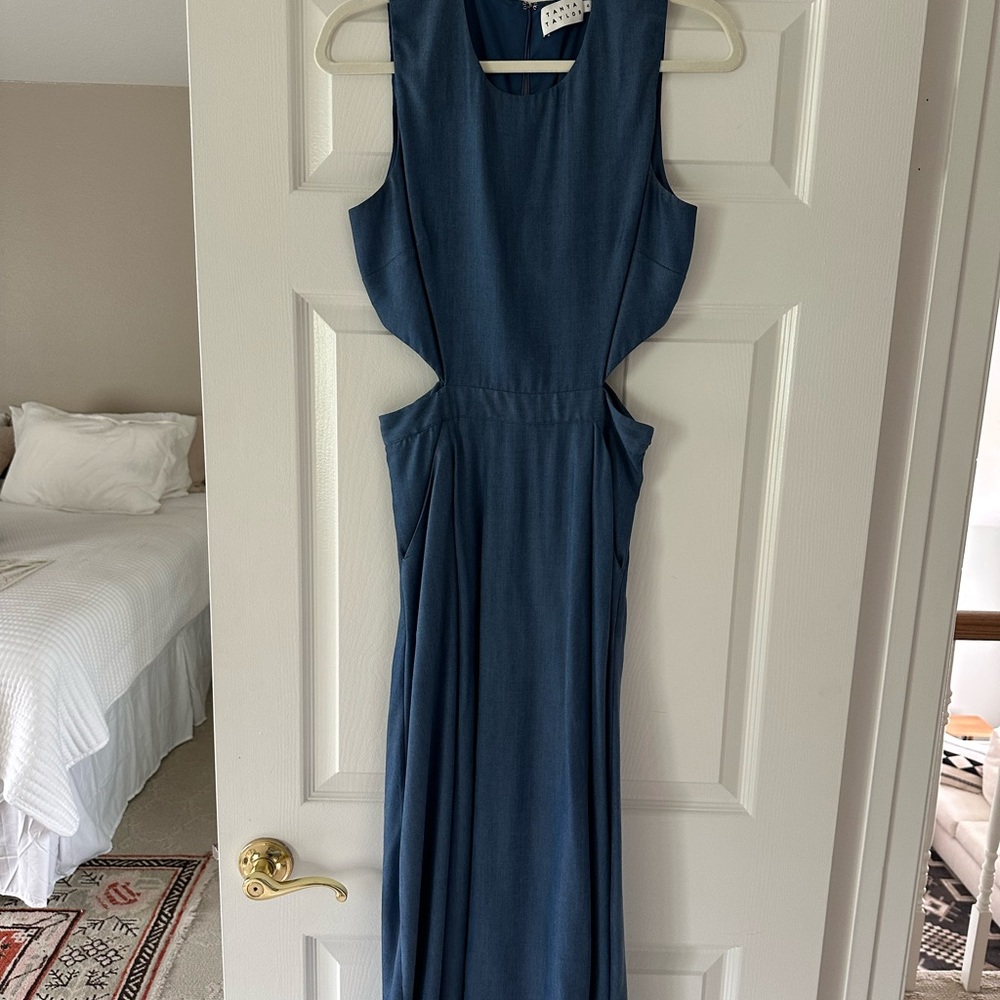Tanya Taylor Navy Blue Drews with Side Cut-Outs